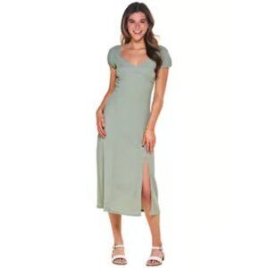Madden Girl Sage Green Side Slit Peasant Dress Large - NEW